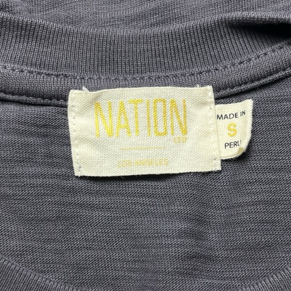 NATION LTD Gray Cotton Cropped Short Sleeve Boxy Brass Button Top Size Small - Picture 4 of 7